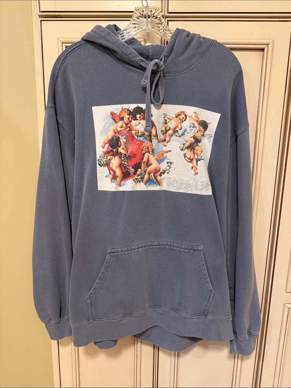 Boys Lie Dusty Blue Cherub Graphic Hoodie One Size